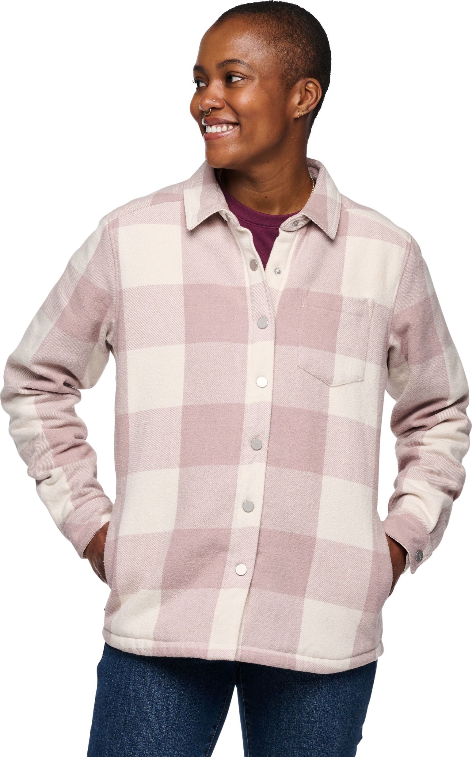 Women's Project Lined Flannel Shirt Pale Mauve-Off White Plaid