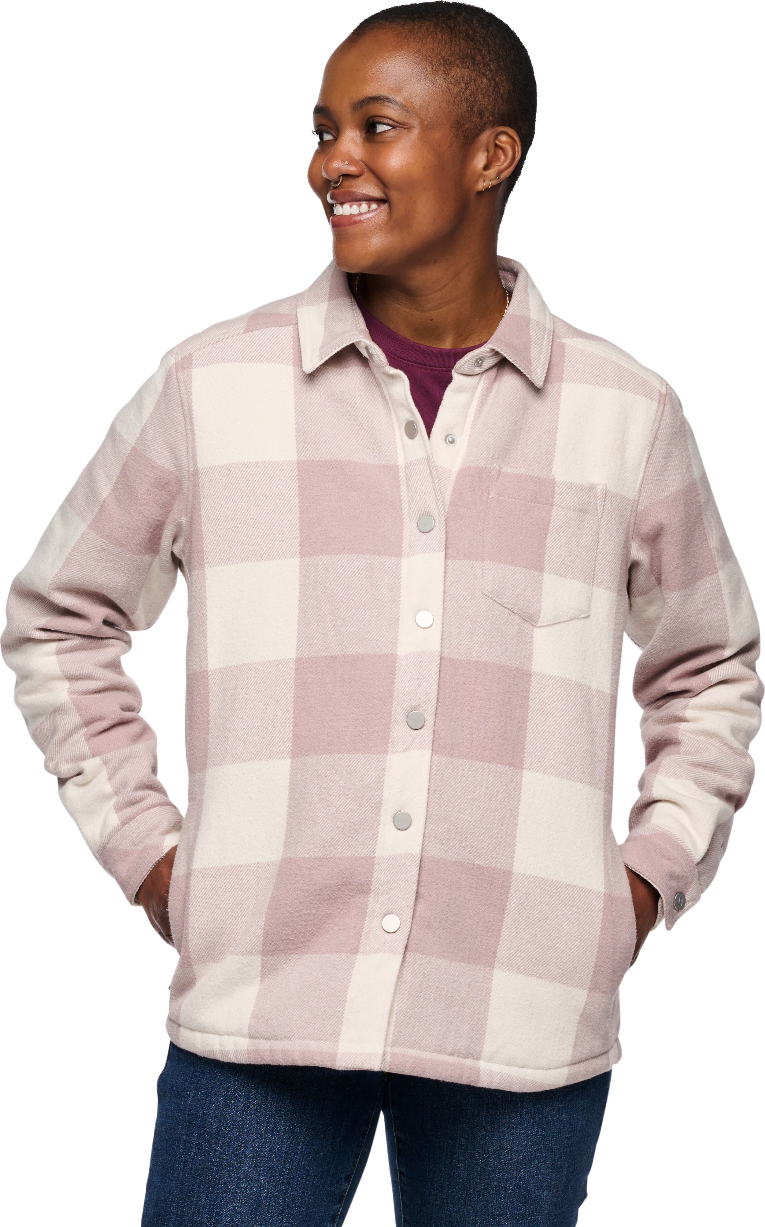 Pale mauve-off white plaid