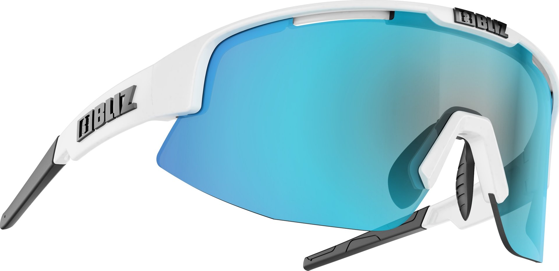 BLIZ Matrix Shiny White/Smoke Blue Multi solglasögon dam