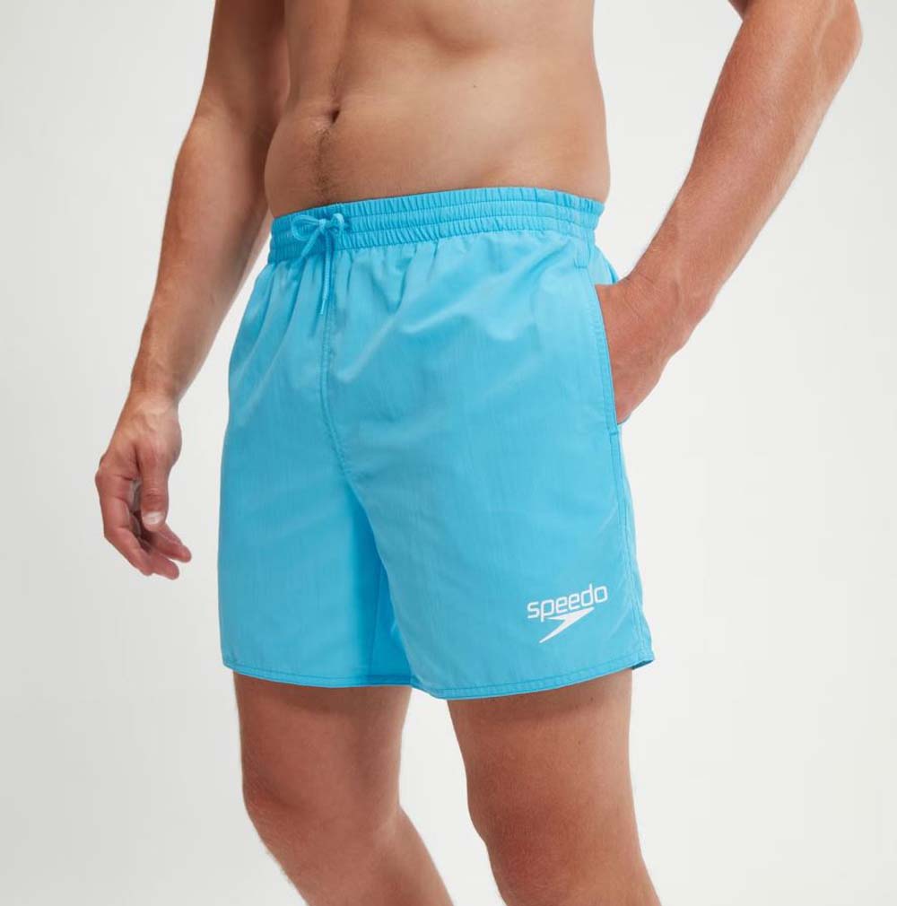 Speedo Badeshort HYBRID Logo 18" – Aus Recyceltem Polyester, Mit Mesh-Innenslip, Schnelltrocknend, Blau (Gr. S)