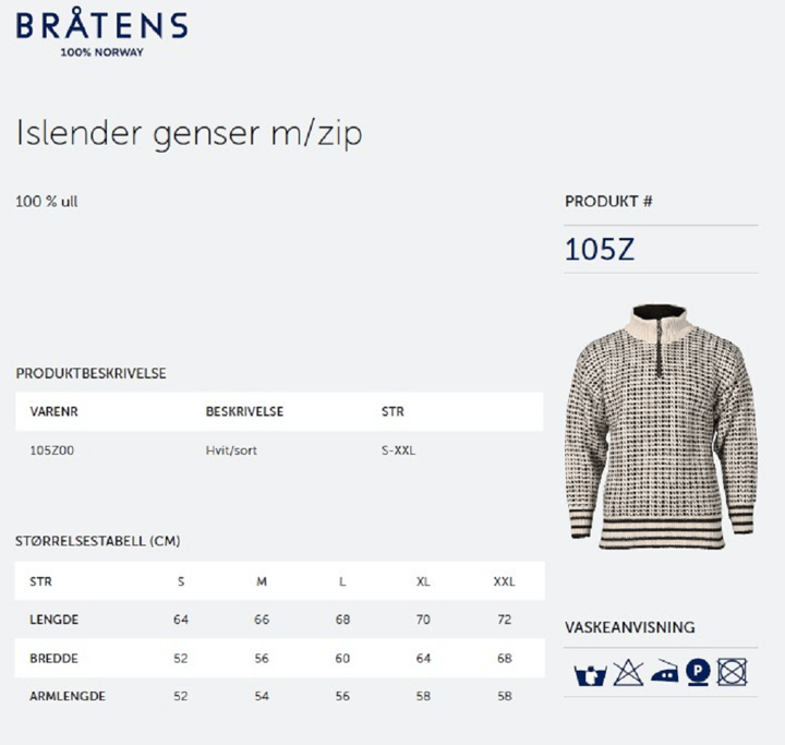 Bratens Bråtens Islender Genser Med Zip Hvit Bratens Bratens Bråtens Islender Genser Med Zip Hvit Bratens