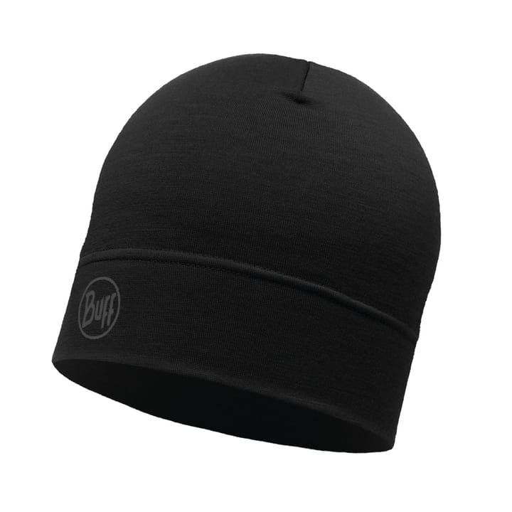 Lightweight Merino Wool Hat Solid Black Buff