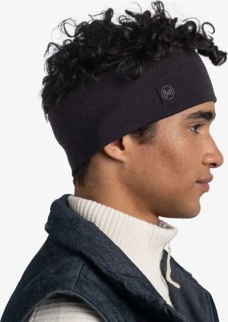 Merino Wide Headband Solid Black Buff