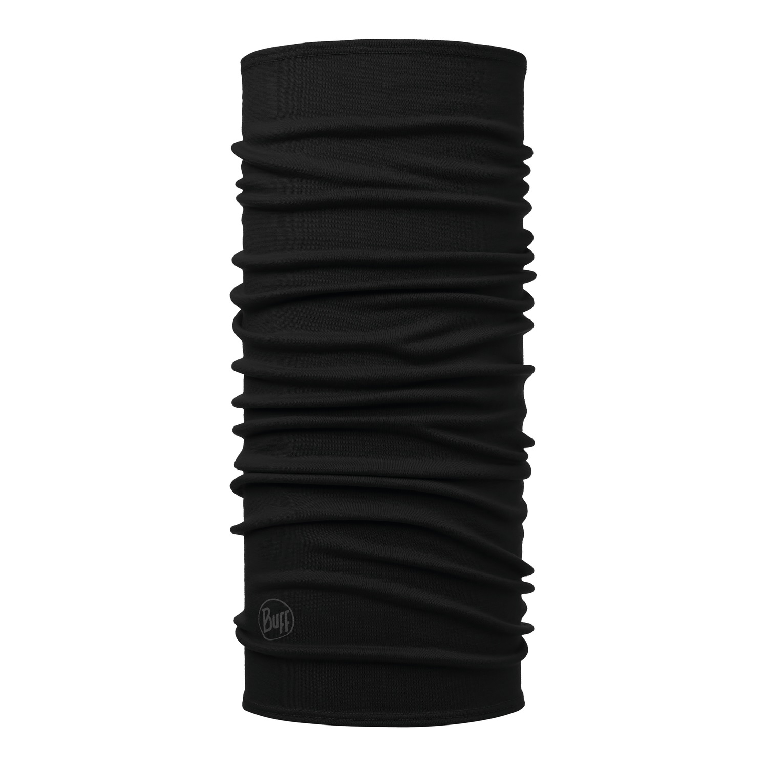 Buff Midweight Merino Wool Tubular Solid Black Halsdukar OneSize