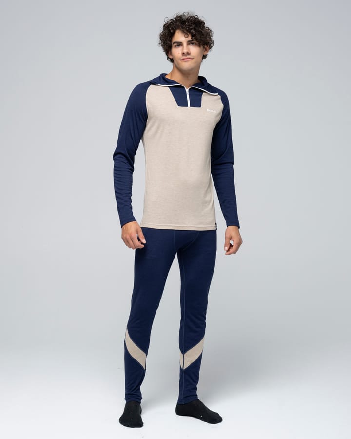 Men's Retro Merino Wool Halfzip Sweater Navy Bula