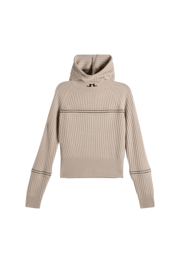 J.Lindeberg Women´s Hilda Knitted Rib Hoodie Moonbeam J.Lindeberg
