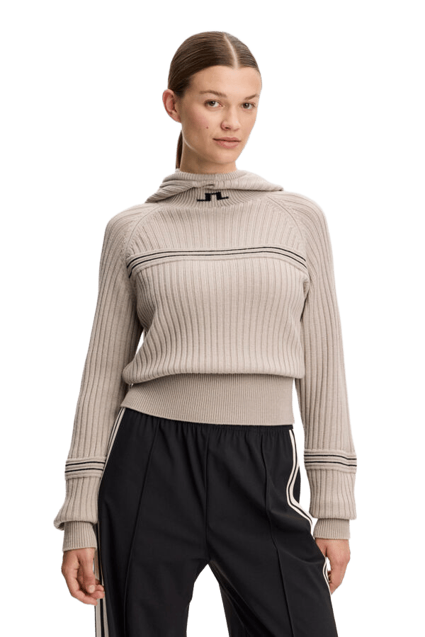 J.Lindeberg Women´s Hilda Knitted Rib Hoodie Moonbeam J.Lindeberg