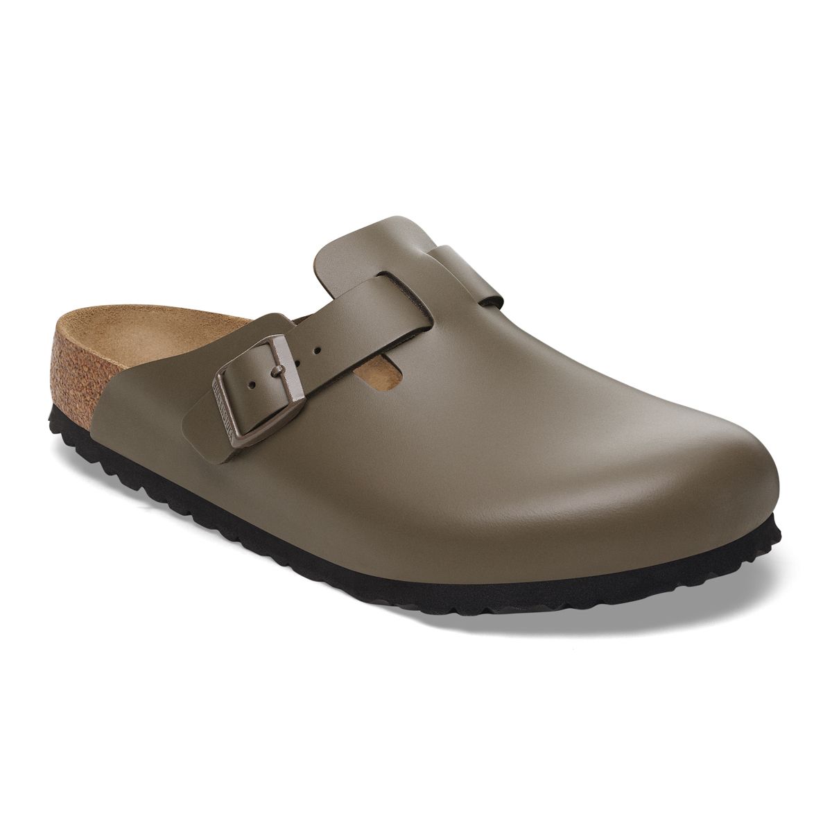 Birkenstock Boston Natural Leather Narrow Smooth Leather Concrete Gray