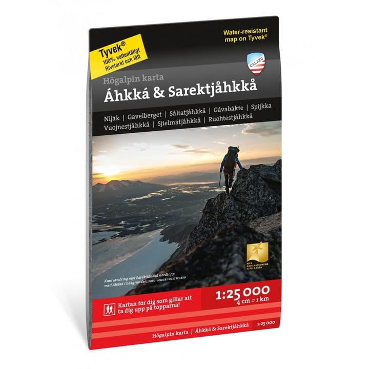 Calazo förlag Högalpin karta Áhkká & Sarektjåkkå 1:25.000 NoColour Calazo förlag