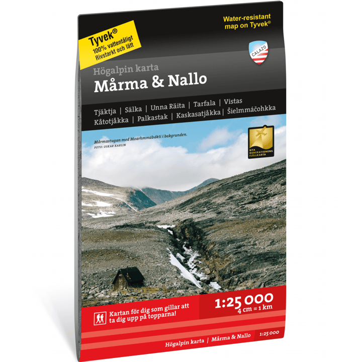 Calazo förlag Högalpin karta Mårma & Nallo 1:25.000 NoColour Calazo förlag