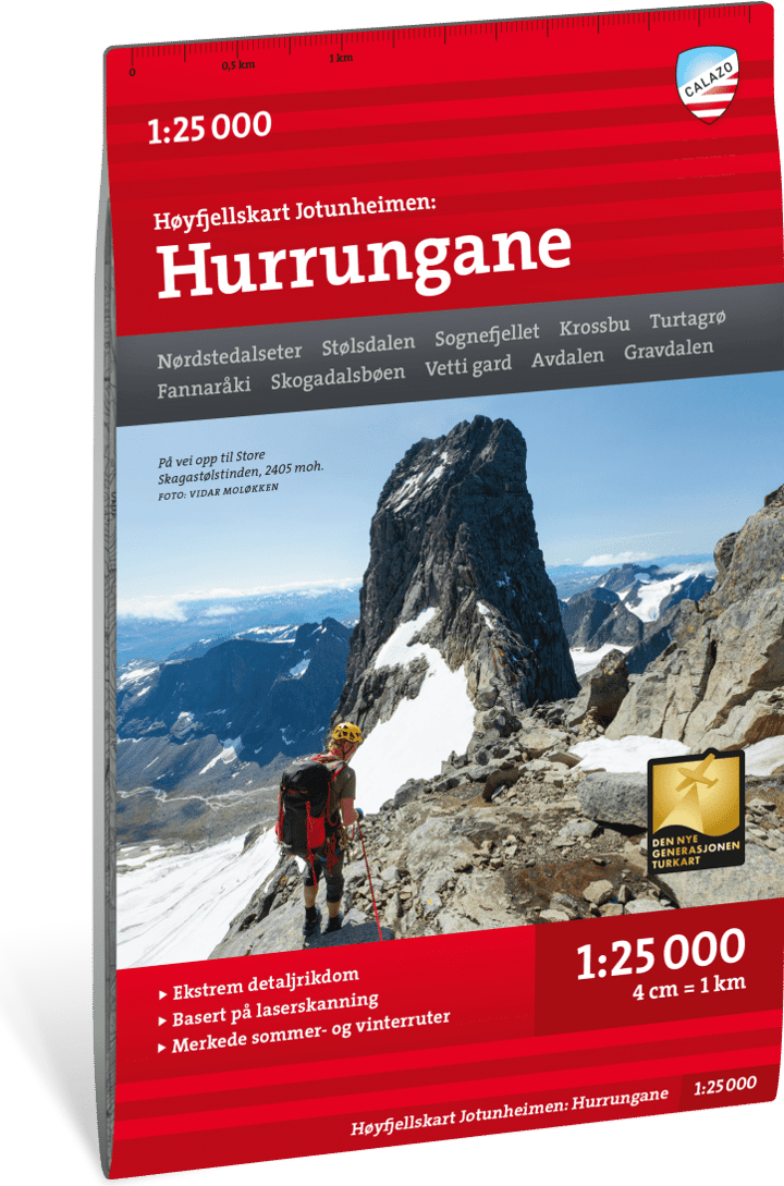 Calazo förlag Høyfjellskart Hurrungane 1:25.000 Nocolour Calazo förlag