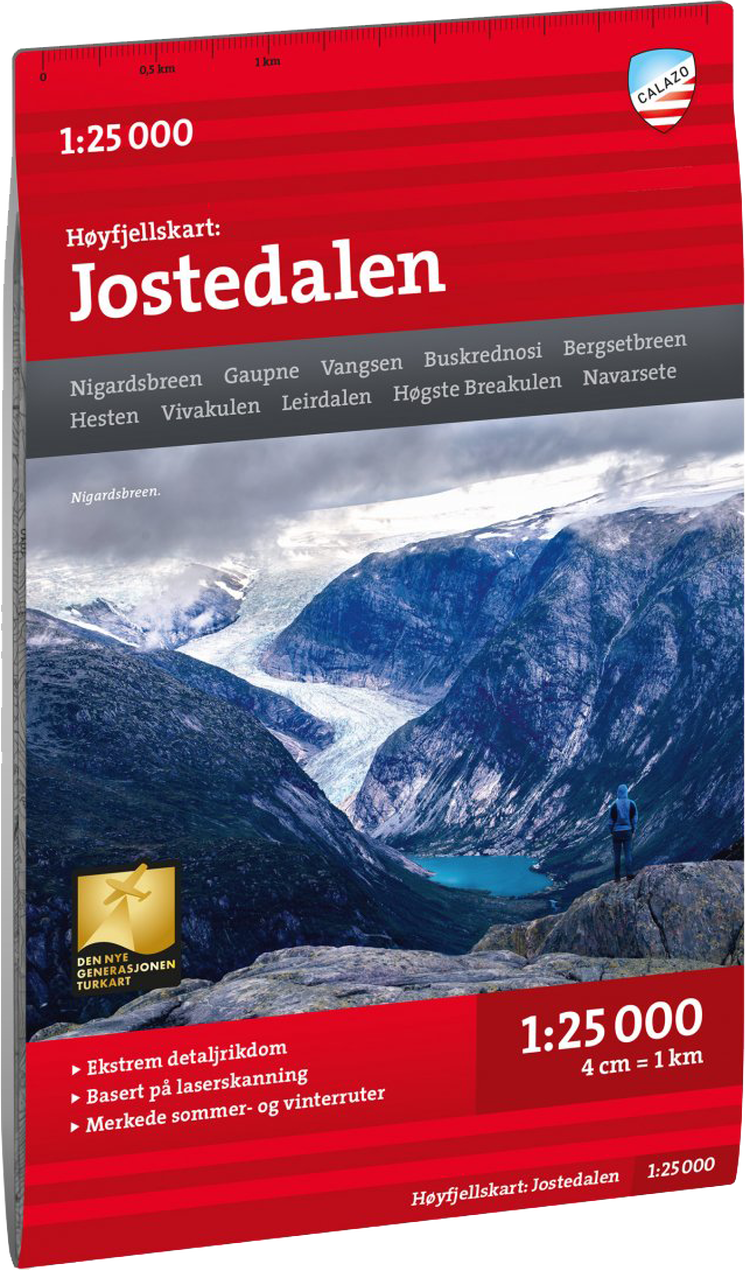 Høyfjellskart Jostedalen 1:25.000 Nocolour
