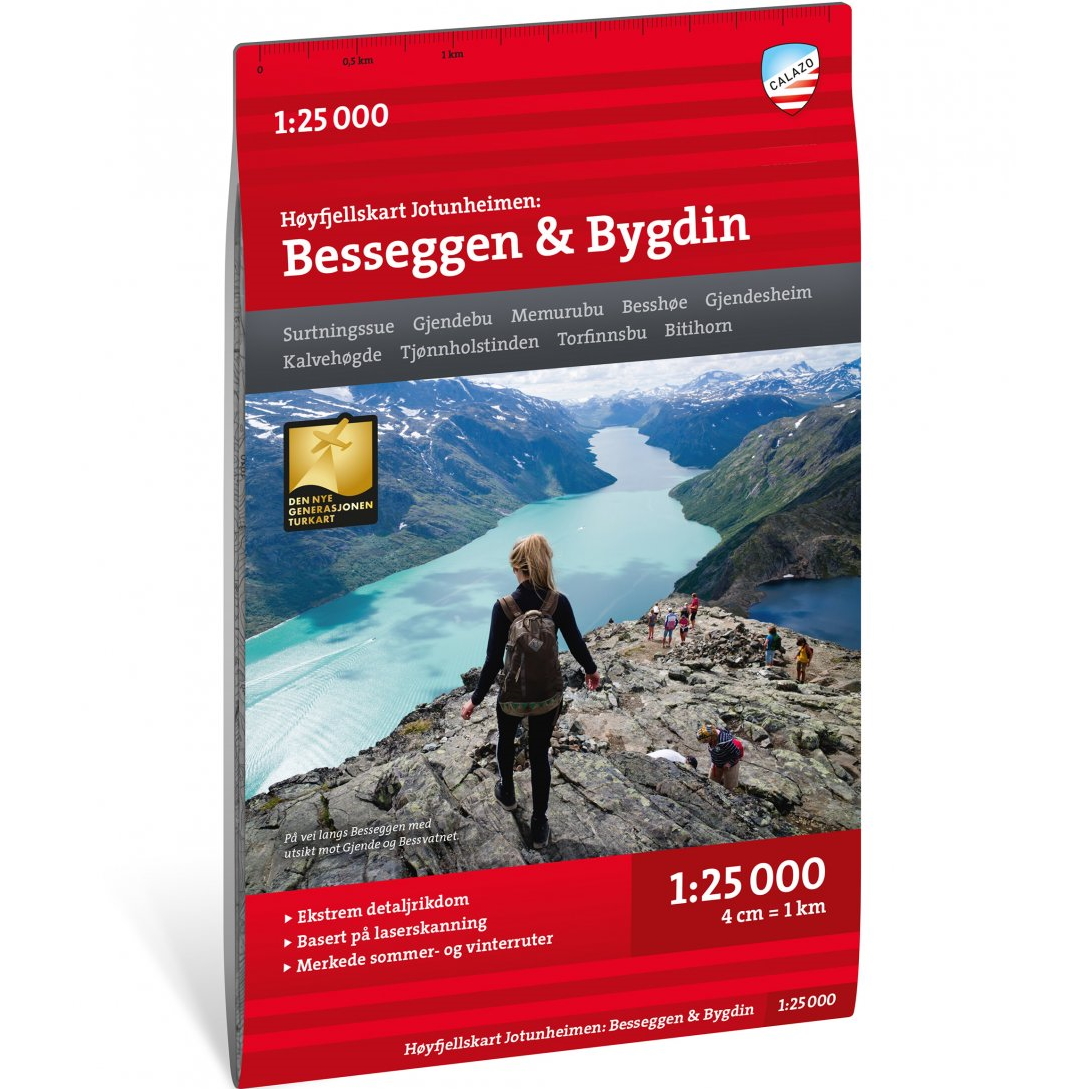 Høyfjellskart Jotunheimen: Besseggen & Bygdin 1:25 000 NoColour