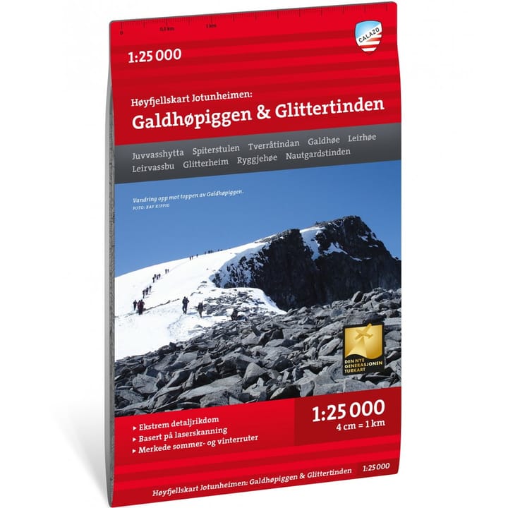 Høyfjellskart Jotunheimen: Galdhøpiggen & Glittertinden 1:25 000 NoColour Calazo förlag