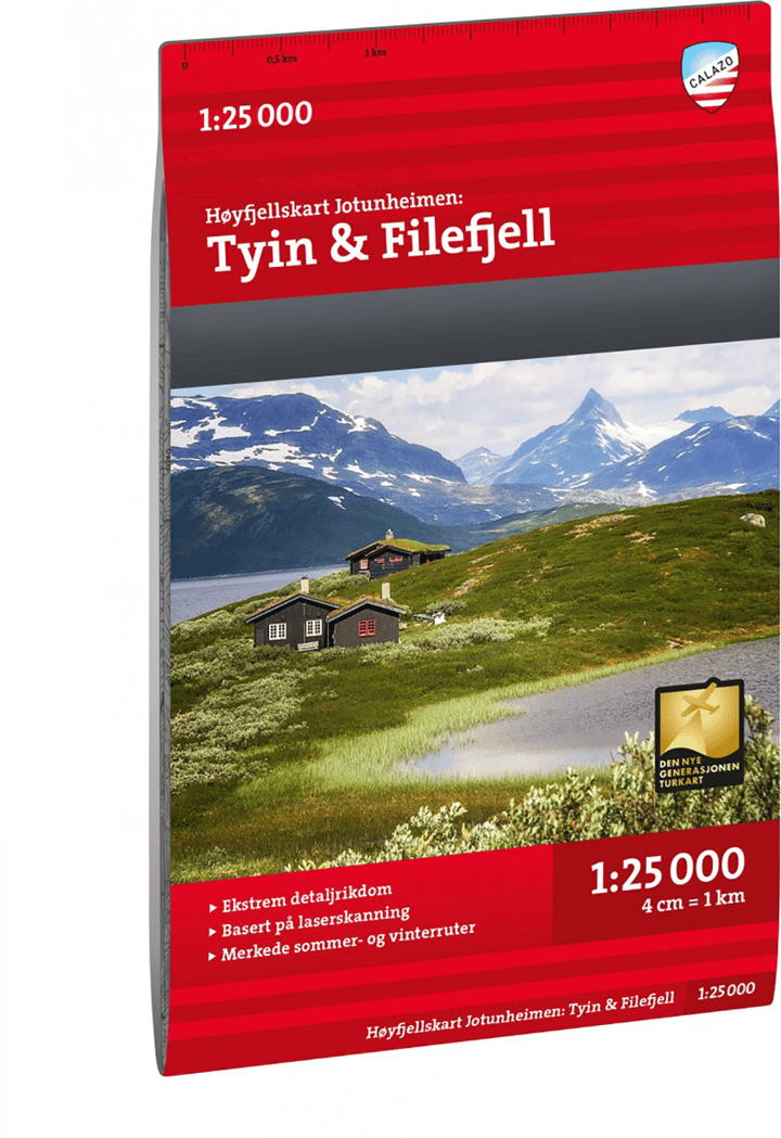Høyfjellskart Jotunheimen: Tyin & Filefjell 1:25.000 NoColour Calazo förlag