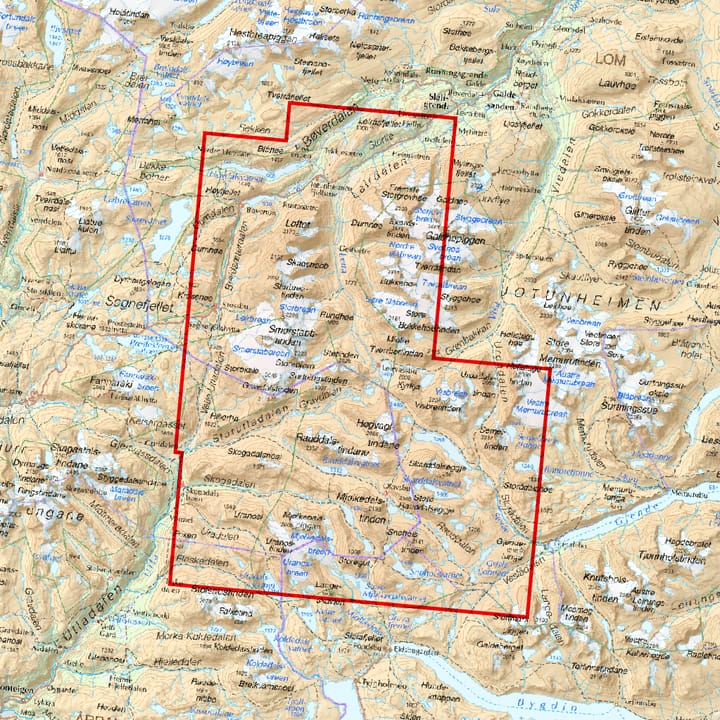 Høyfjellskart Jotunheimen: Smørstabbstindan & Leirvassbu 1:25.000 NoColour Calazo förlag