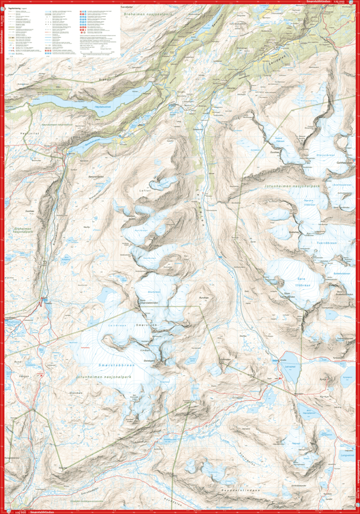 Høyfjellskart Jotunheimen: Smørstabbstindan & Leirvassbu 1:25.000 NoColour Calazo förlag