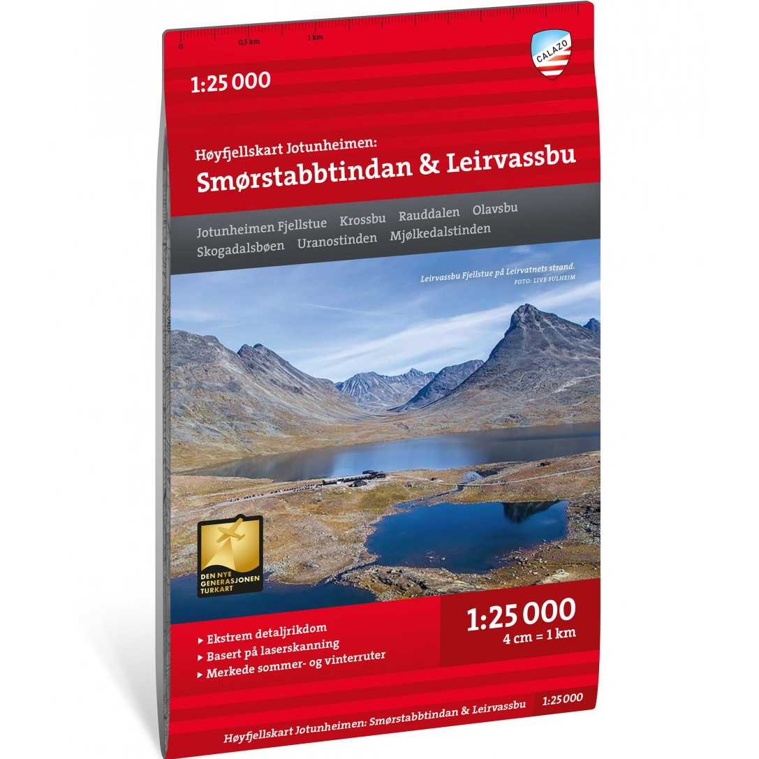 Høyfjellskart Jotunheimen: Smørstabbstindan & Leirvassbu 1:25.000 NoColour
