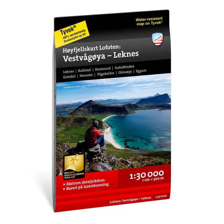 Calazo förlag Høyfjellskart Lofoten: Vestvågøya – Leknes Nocolour Calazo förlag