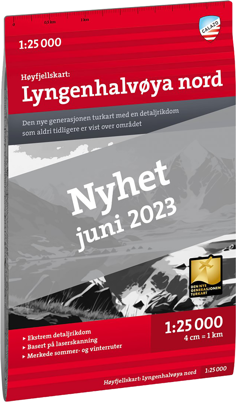 Høyfjellskart Lyngenhalvøya nord 1:25.000 Nocolour