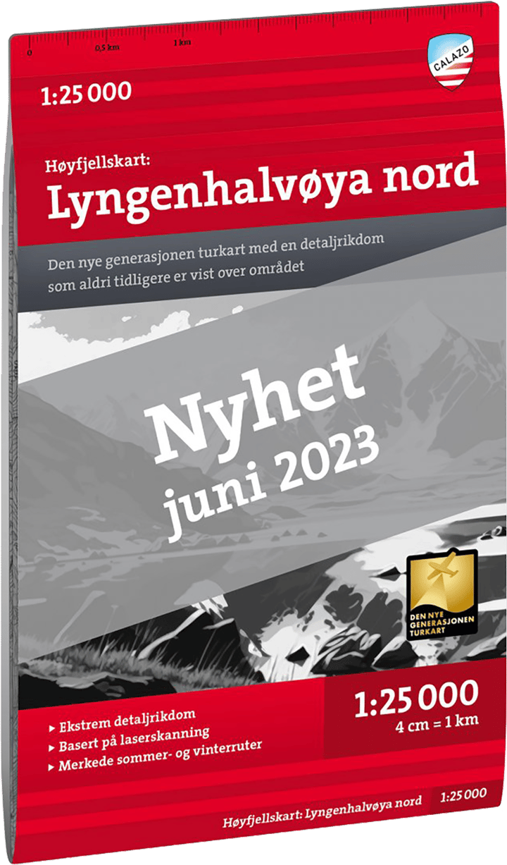 Calazo förlag Høyfjellskart Lyngenhalvøya nord 1:25.000 NoColour Calazo förlag