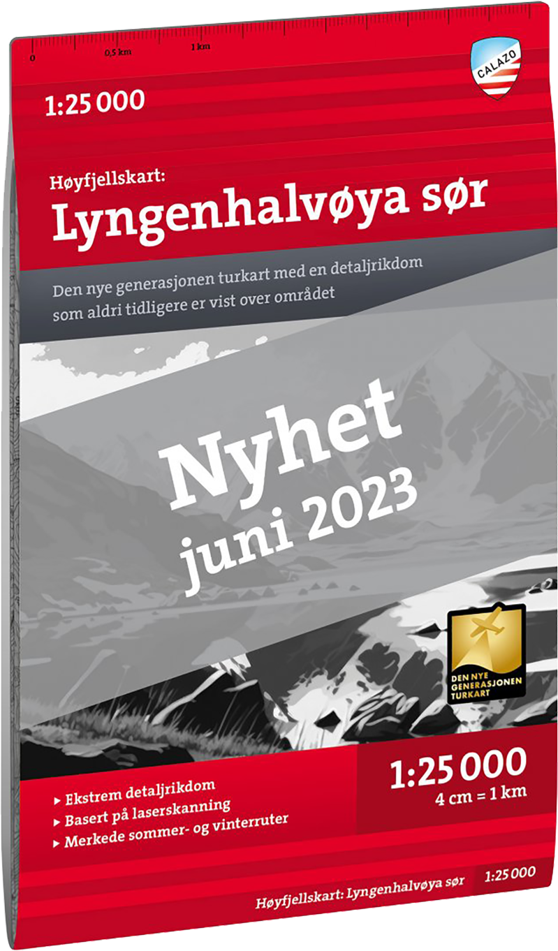 Høyfjellskart Lyngenhalvøya sør 1:25.000 Nocolour