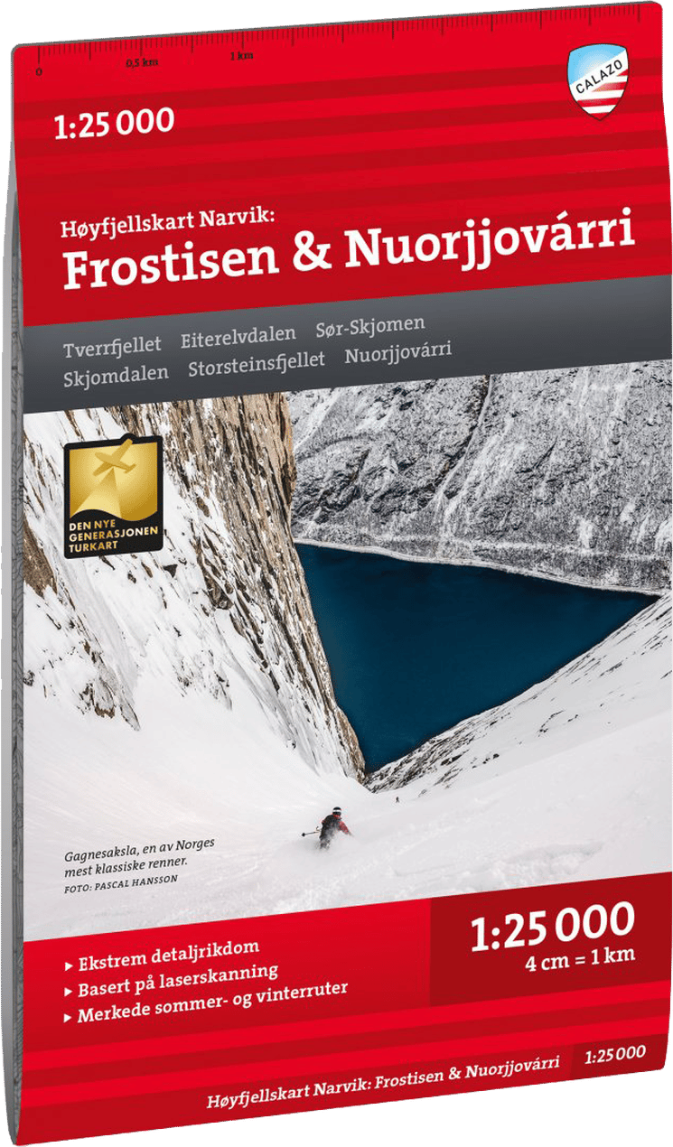 Calazo förlag Narvik: Frostisen & Nuorjjovárri 1:25 000 Alpine map