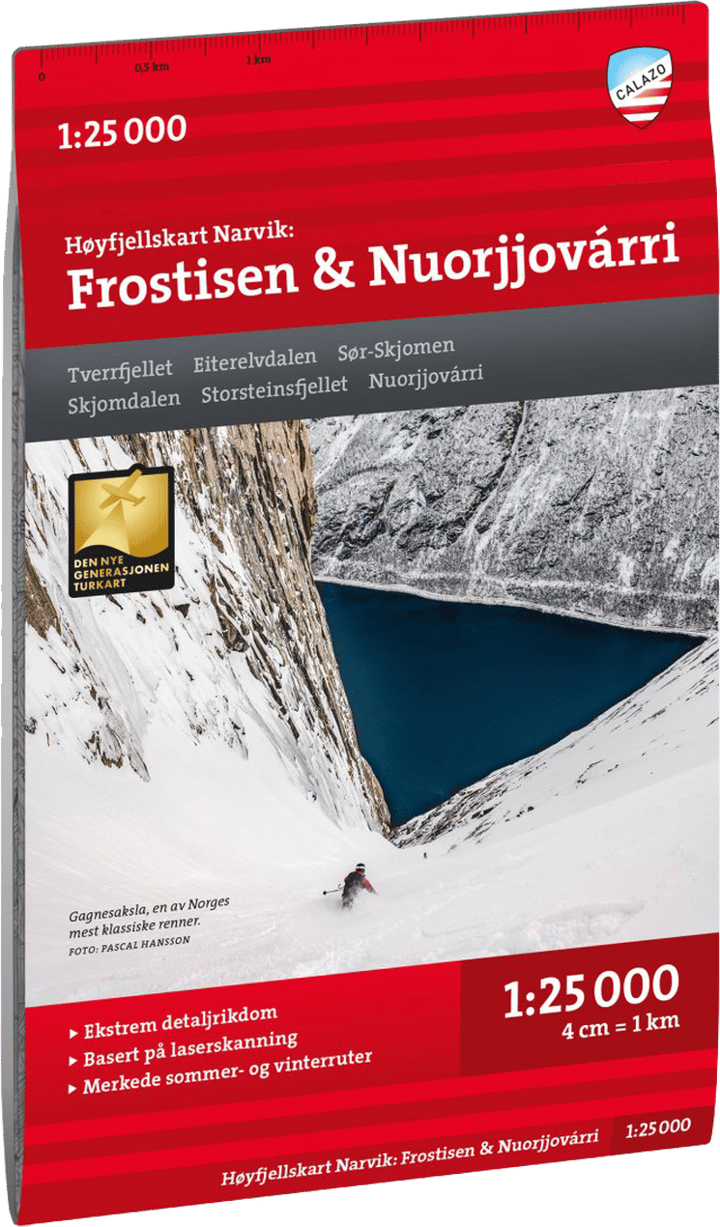 Høyfjellskart Narvik: Frostisen & Nuorjjovárri 1:25.000 Nocolour Calazo förlag