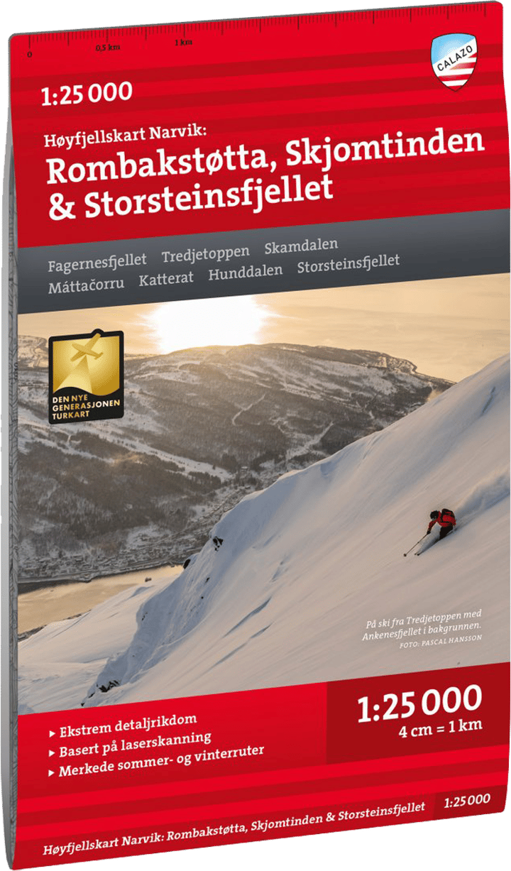 Calazo förlag Narvik: Rombakstøtta, Skjomtinden & Storsteinsfjellet 1:25 000 Alpine map Calazo förlag