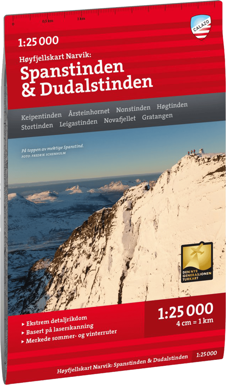 Calazo förlag Narvik: Spanstinden & Dudalstinden 1:25 000 Alpine map Calazo förlag
