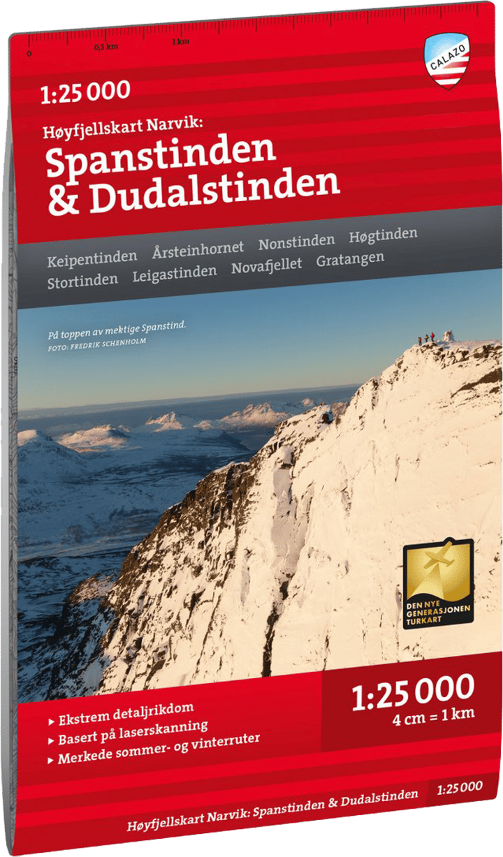 Calazo förlag Høyfjellskart Narvik: Spanstinden & Dudalstinden 1:25.000 NoColour Calazo förlag