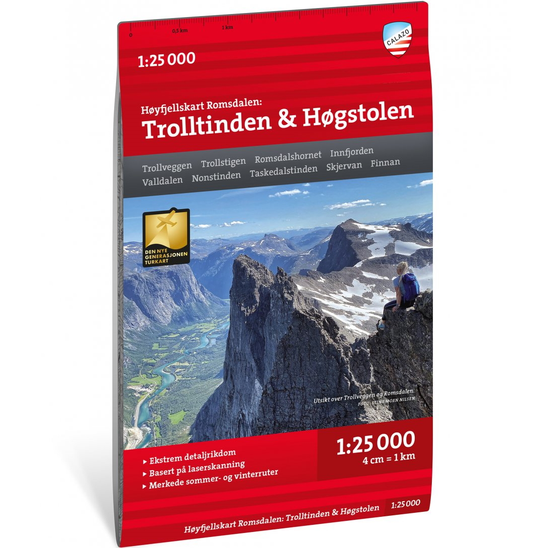 Høyfjellskart Romsdalen: Trolltinden & Høgstolen 1:25 000 NoColour