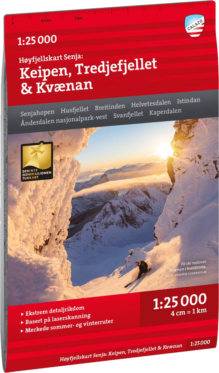 Calazo förlag Høyfjellskart Senja: Keipen, Tredjefjellet & Kvænan 1:25.000 NoColour Calazo förlag
