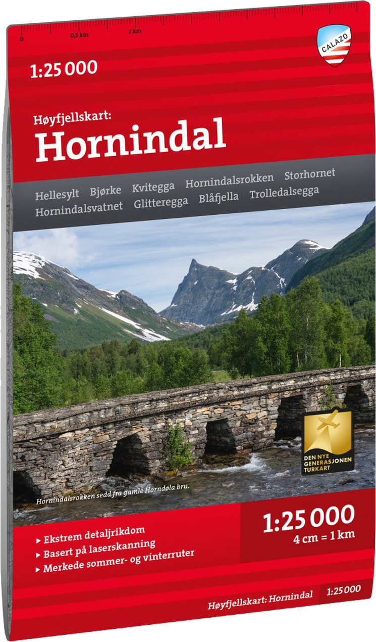 Høyfjellskart Hornindal 1:25.000 Nocolour