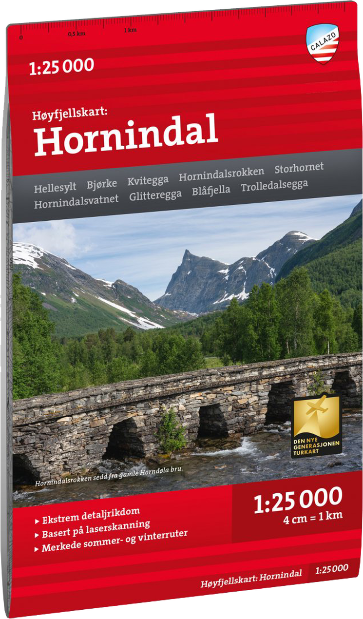 Calazo förlag Høyfjellskart Hornindal 1:25.000 NoColour