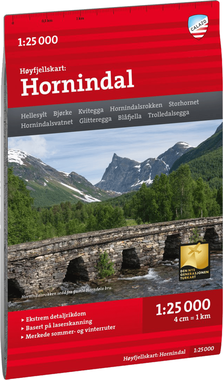 Calazo förlag Høyfjellskart Hornindal 1:25.000 NoColour Calazo förlag