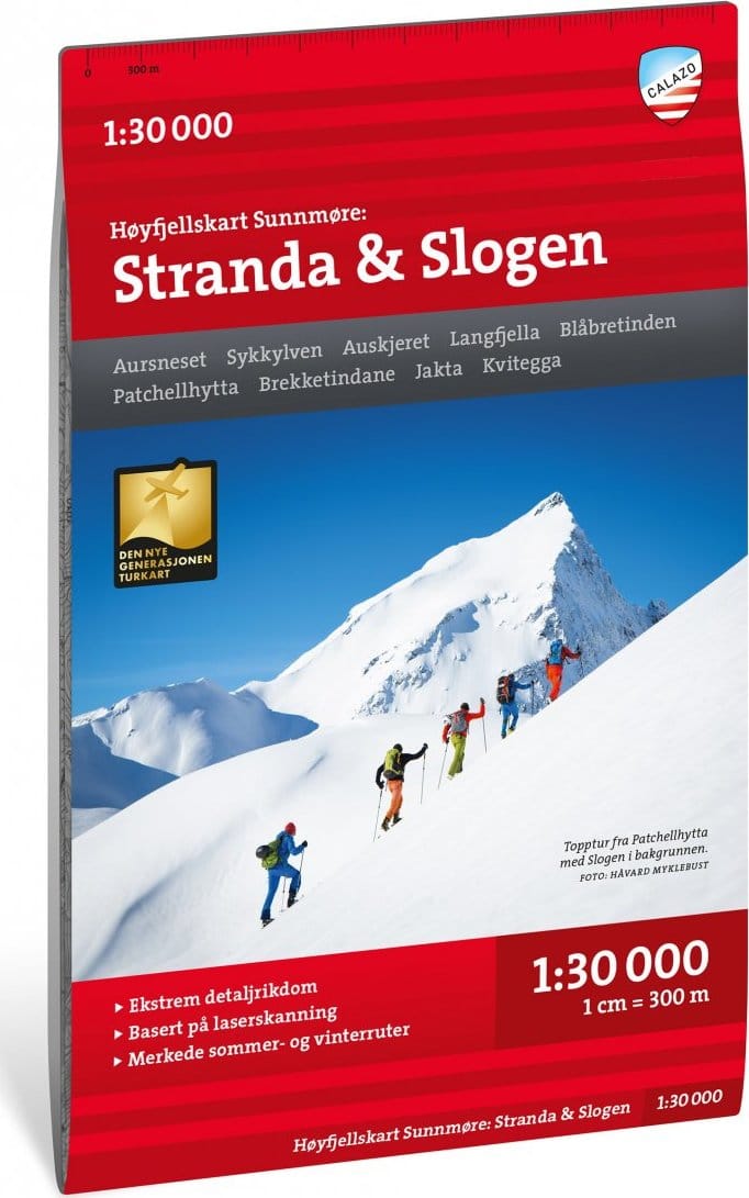 Calazo förlag Høyfjellskart Sunnmøre: Stranda 1:25.000 Nocolour Calazo förlag