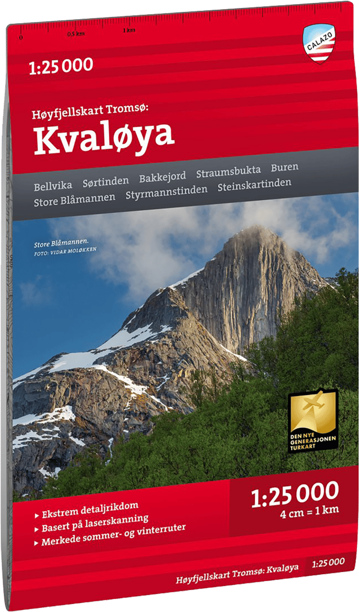 Calazo förlag Høyfjellskart Tromsø: Kvaløya 1:25.000 NoColour Calazo förlag