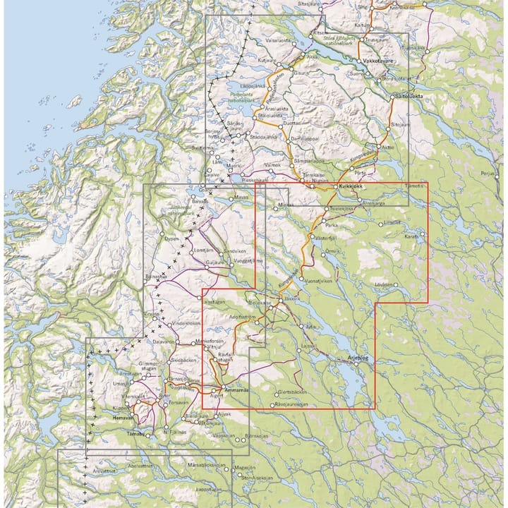 Calazo förlag Kvikkjokk, Ammarnäs & Arjeplog 1:100.000 NoColour Calazo förlag