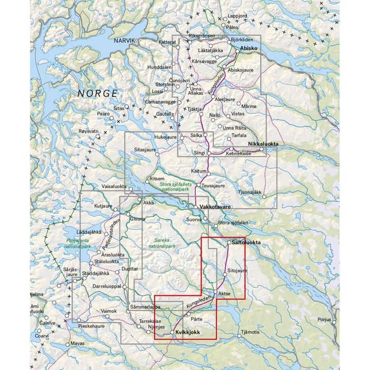 Calazo förlag Saltoluokta – Kvikkjokk 1:50 000 Nocolour Calazo förlag