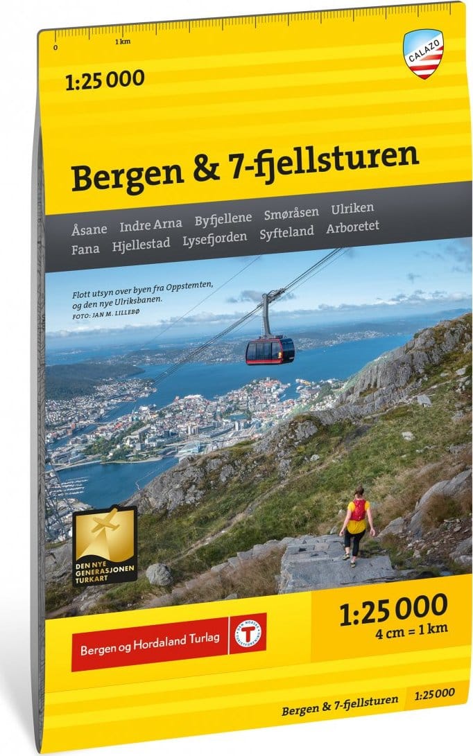 Stikart Bergen 1:25.000 NoColour Calazo förlag