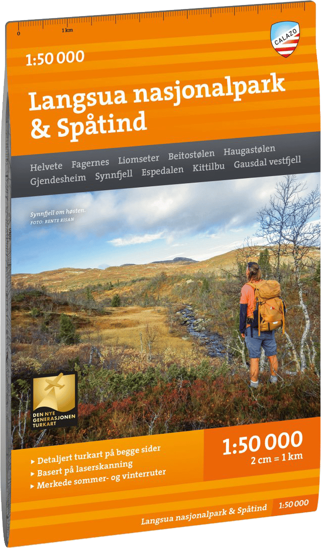 Calazo förlag Turkart Langsua Nasjonalpark & Spåtind 1:50.000 NoColour Calazo förlag