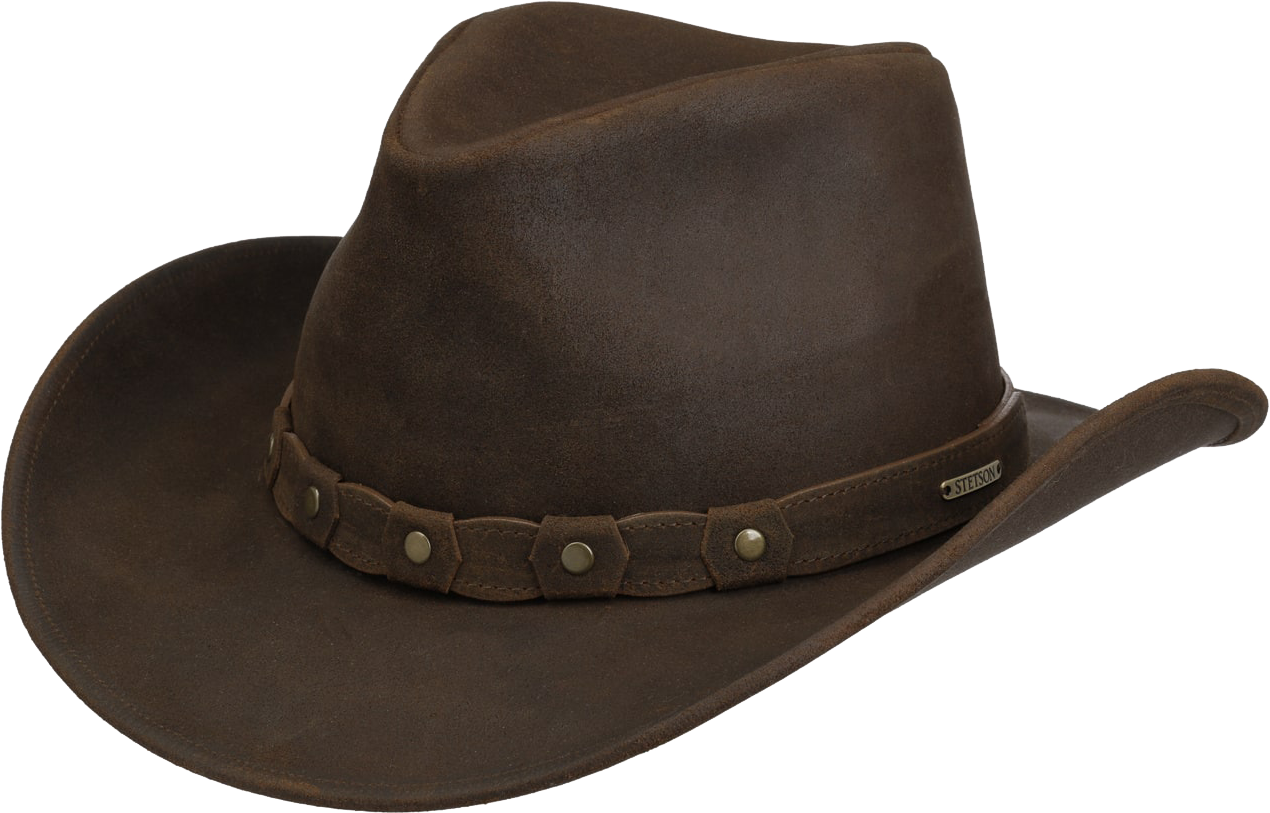 Stetson Calf Split Western Leather Hat Chocolate Brown Hattar 57/M
