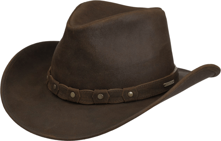Stetson Calf Split Western Leather Hat Chocolate Brown Stetson