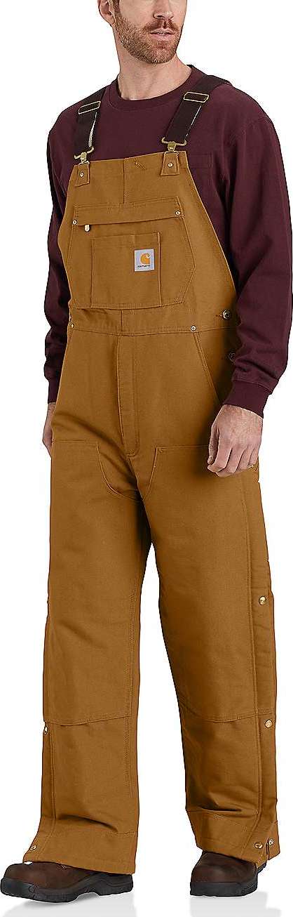 Men s Firm Duck Insulated Bib Overall CARHARTT BROWN