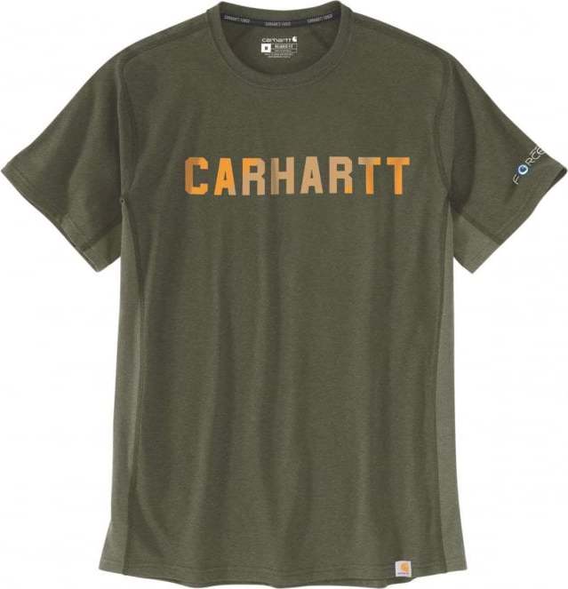 Carhartt Men's Force Flex Block Logo T-Shirt S/S Basil Heather