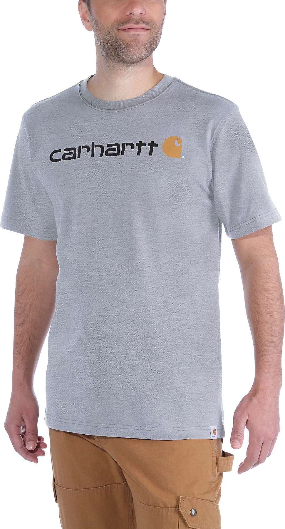 Carhartt Men's Core Logo T-Shirt Short Sleeve Heather Grey