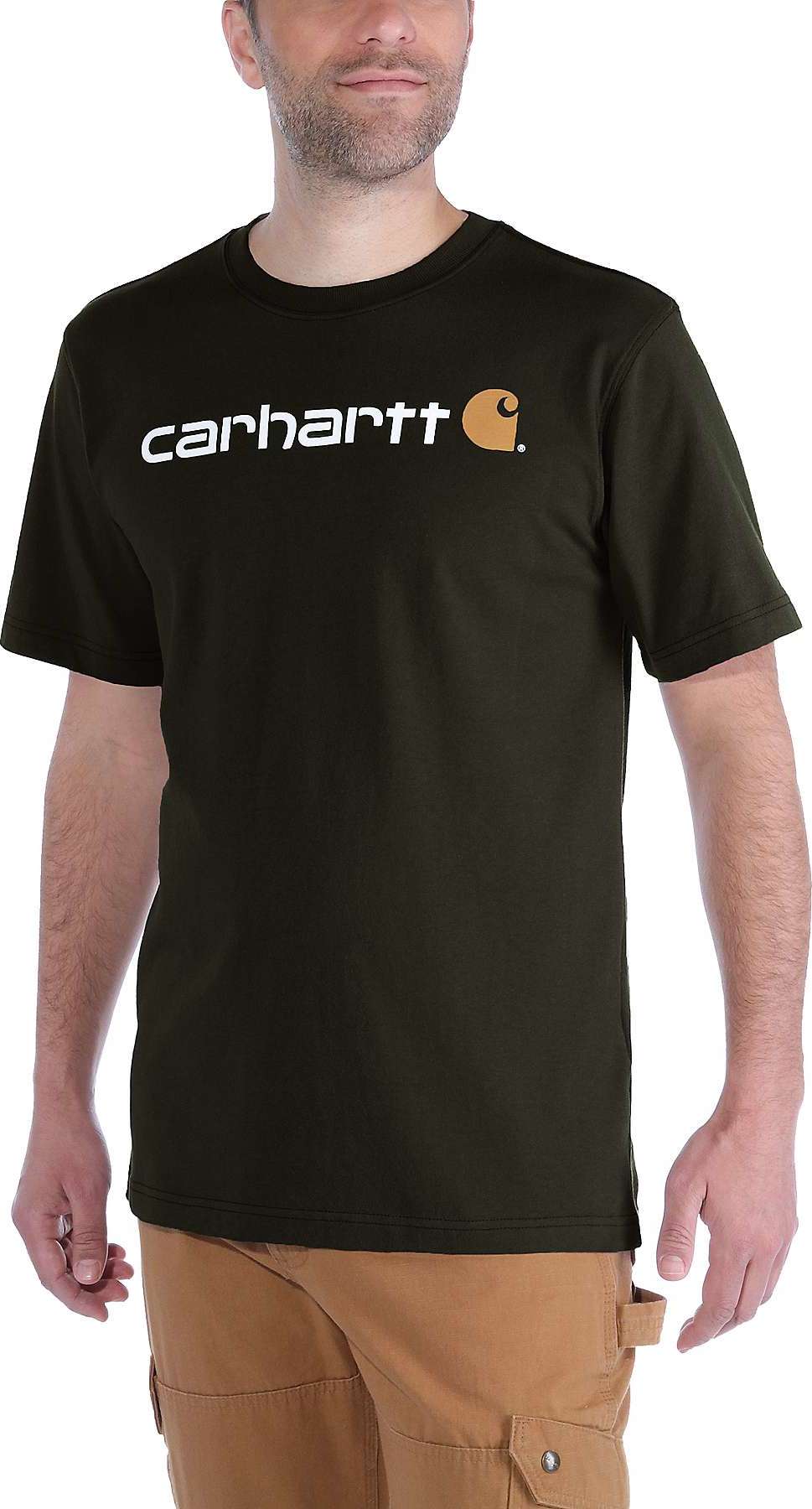Carhartt Men's Core Logo T-Shirt Short Sleeve Peat