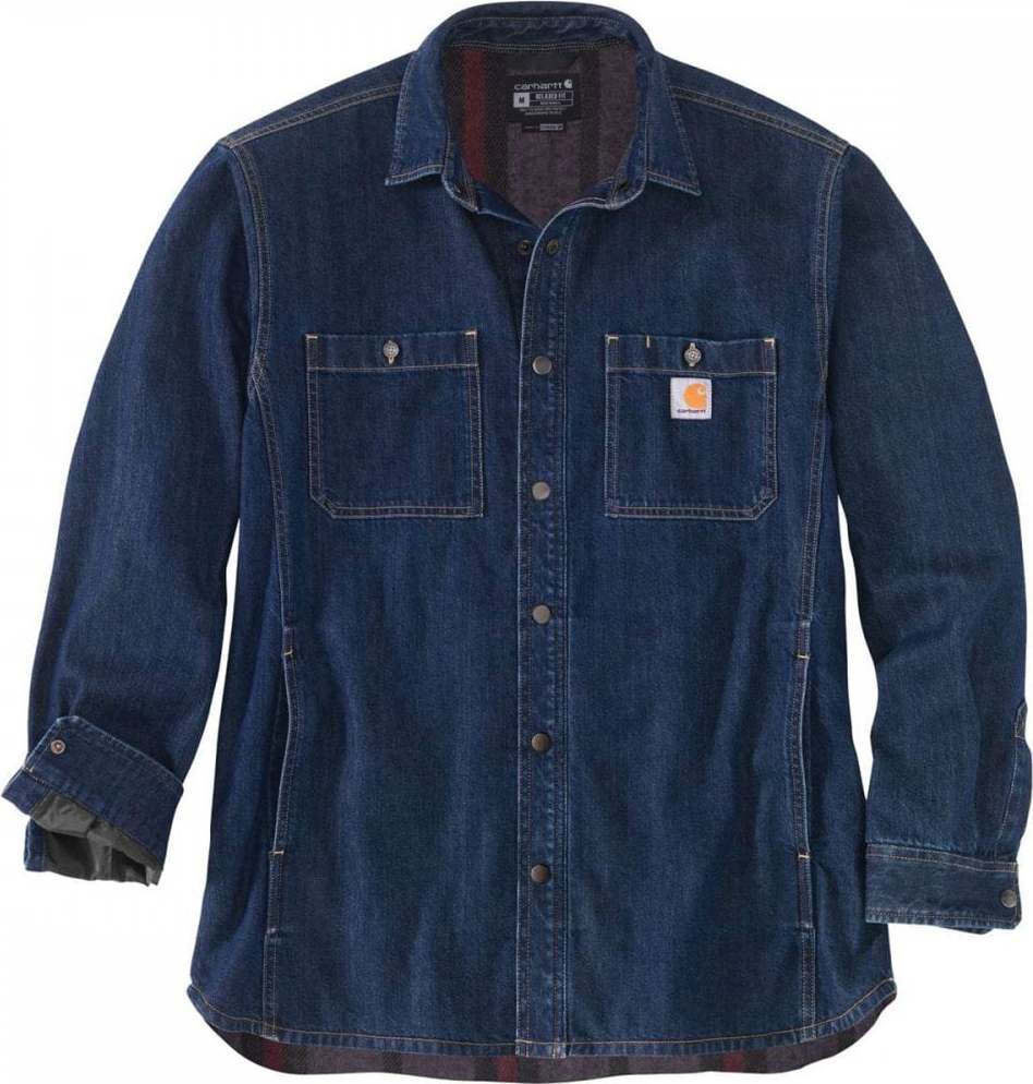Men’s Denim Fleece Lined Snap Front Shirt Jacket GLACIER
