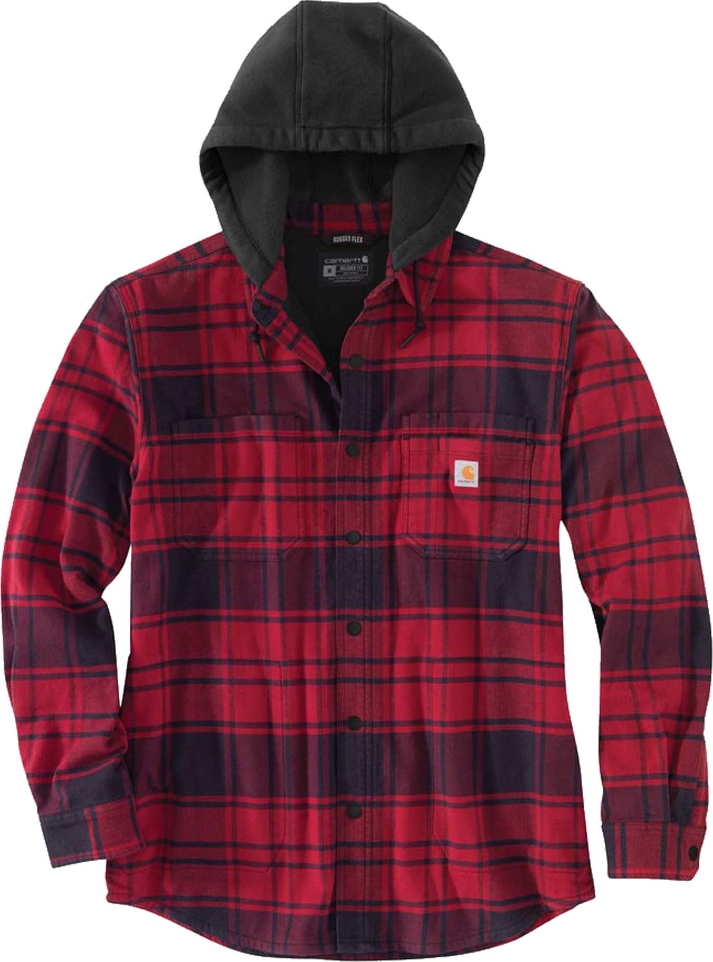 Carhartt Carhartt Men's Flannel Fleece Lined Hooded Shirt Jacket Oxblood L, OXBLOOD
